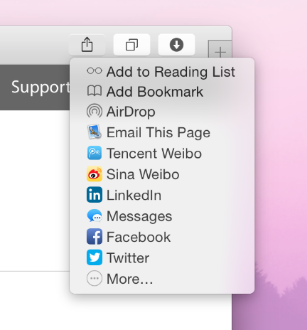 OS X share menu