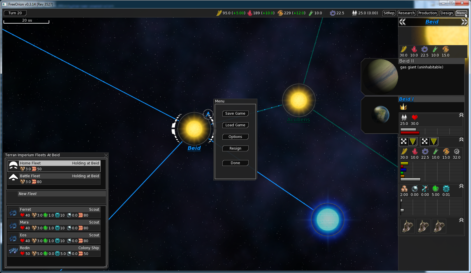 Screenshot of FreeOrion's GG-based UI