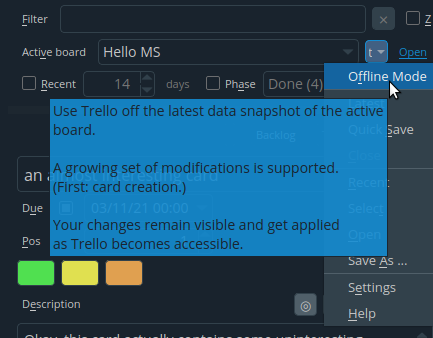Entering Offline Mode in Focus|Project for Trello
