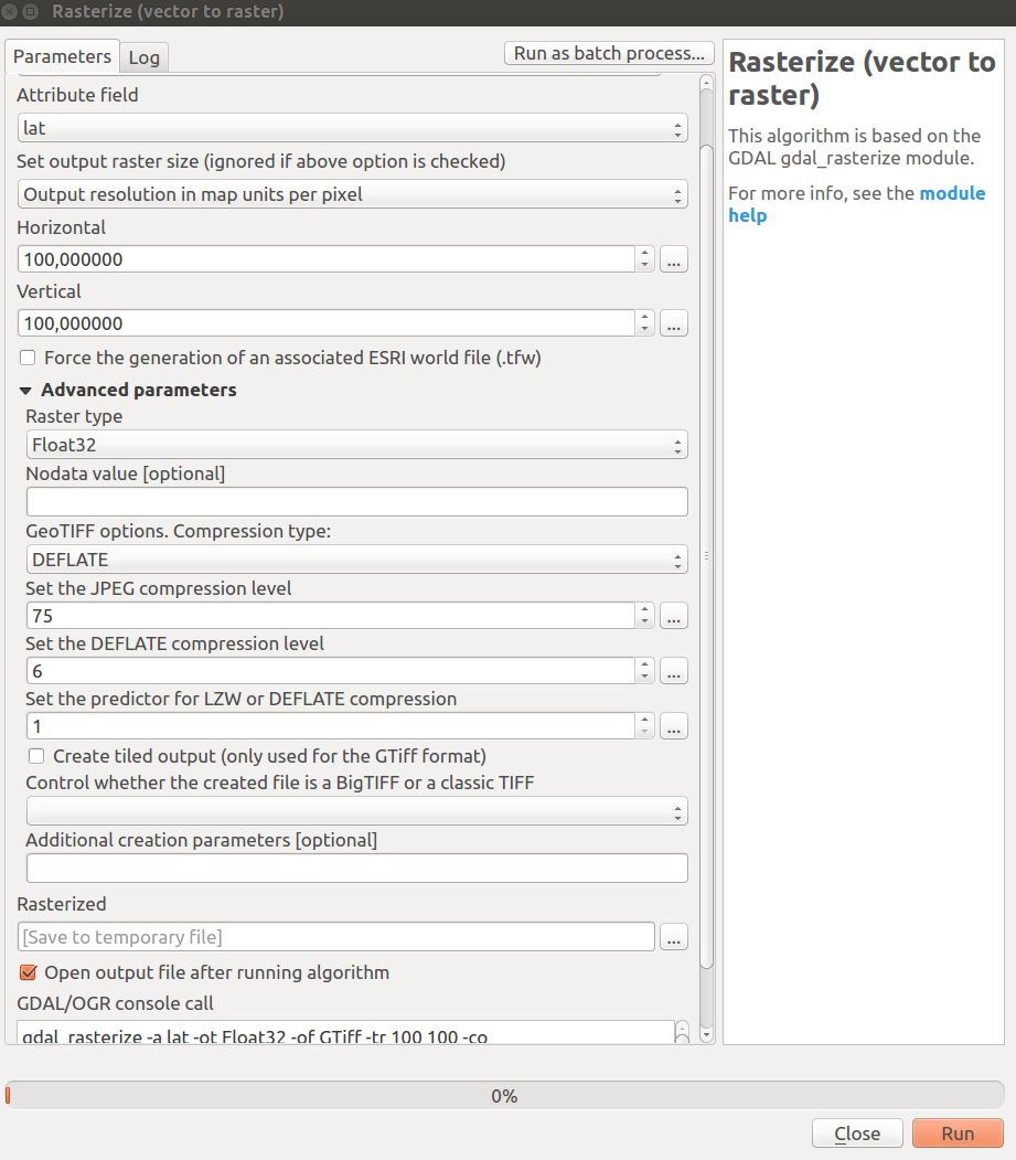 GDAL rasterize in QGIS