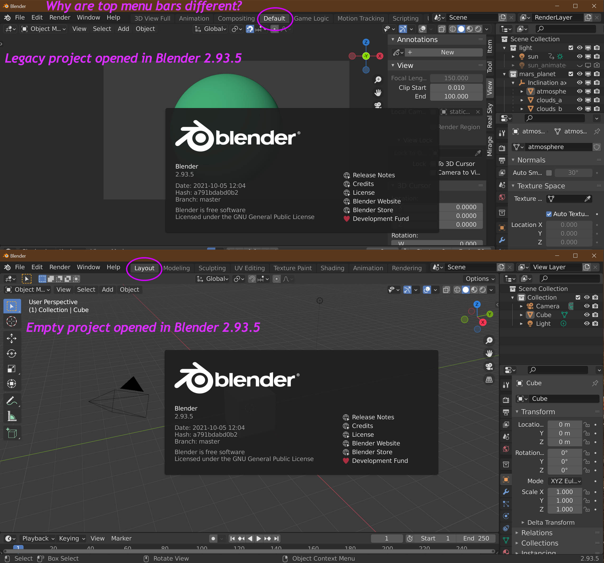 Blend example. Blender Workspace.