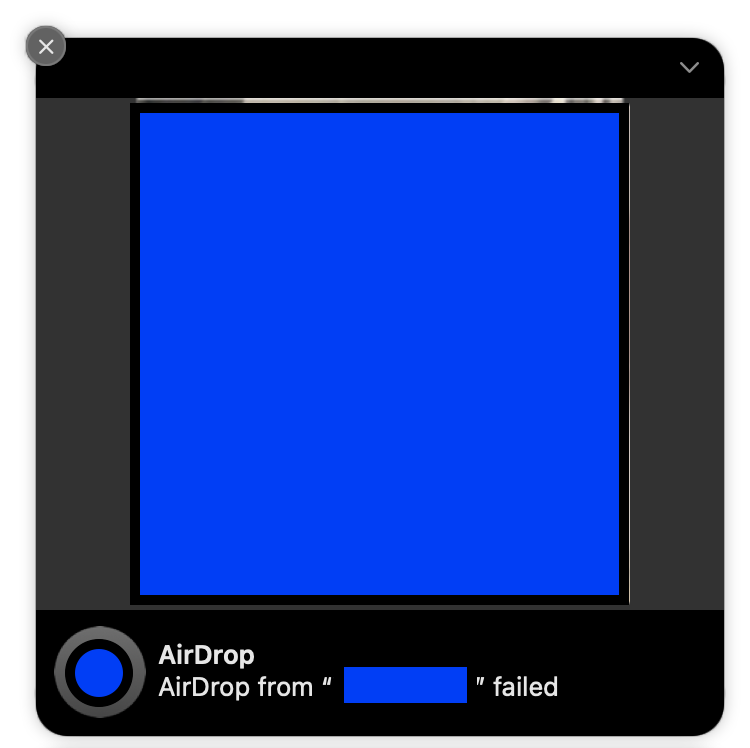 Air drop from "device" failed