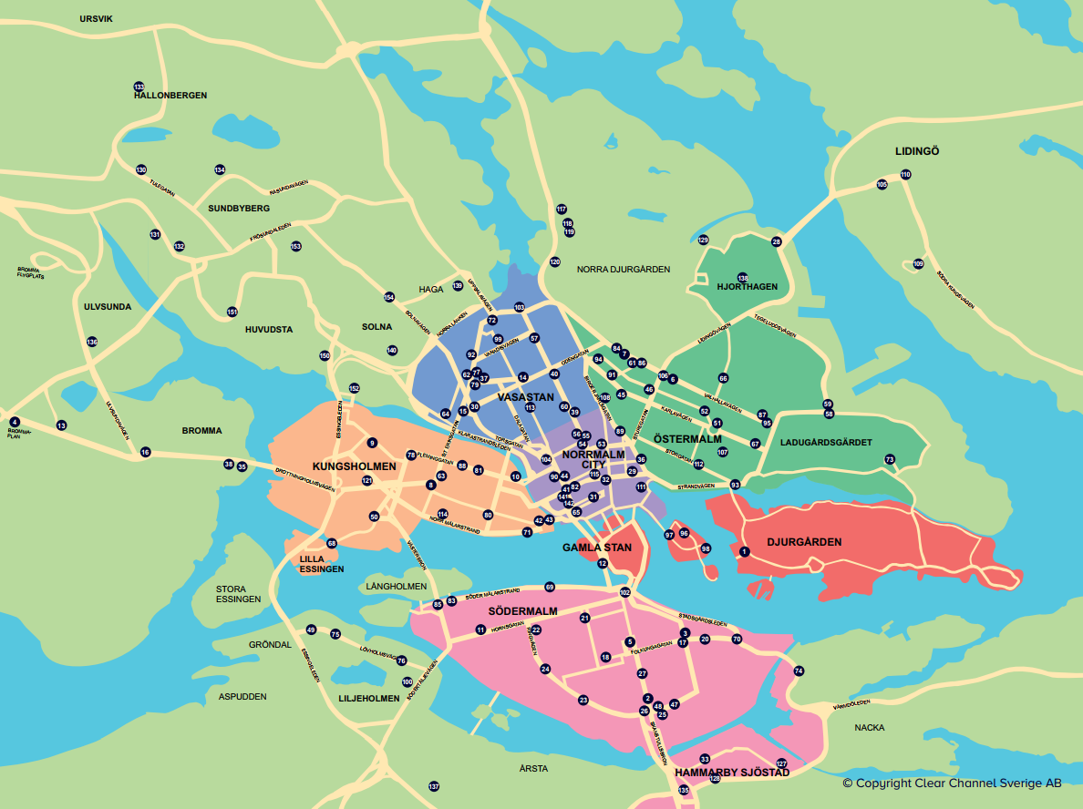 Map of City Bikes locations from the website