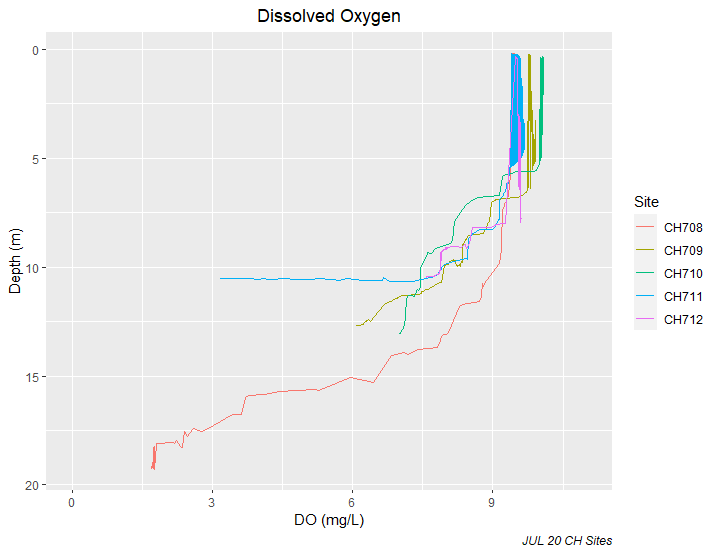 Dissolved oxygen plot for all CH sites 07/20/2021 - this one doesnt look good