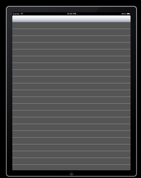 Image of empty table view on iPad simulator