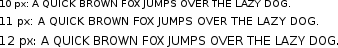 Sample of DejaVu Sans at 10px, 11px and 12px