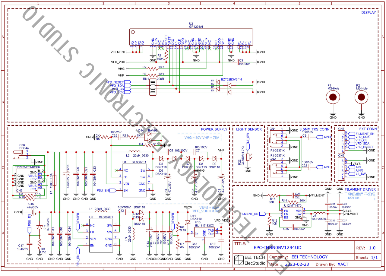 Datasheet VFD Display Power Supply