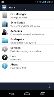 Folder Sync Lite - Main Menu