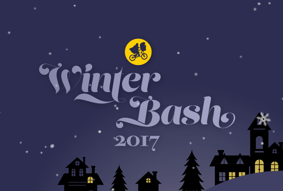 the Winter Bash logo, but instead of the Stack Exchange icon there is the famous bicycle with Elliott and E.T.