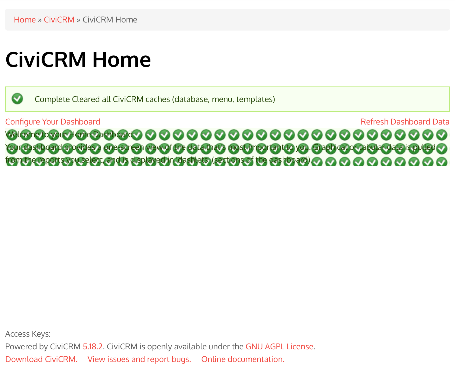 CiviCRM reporting cache cleared