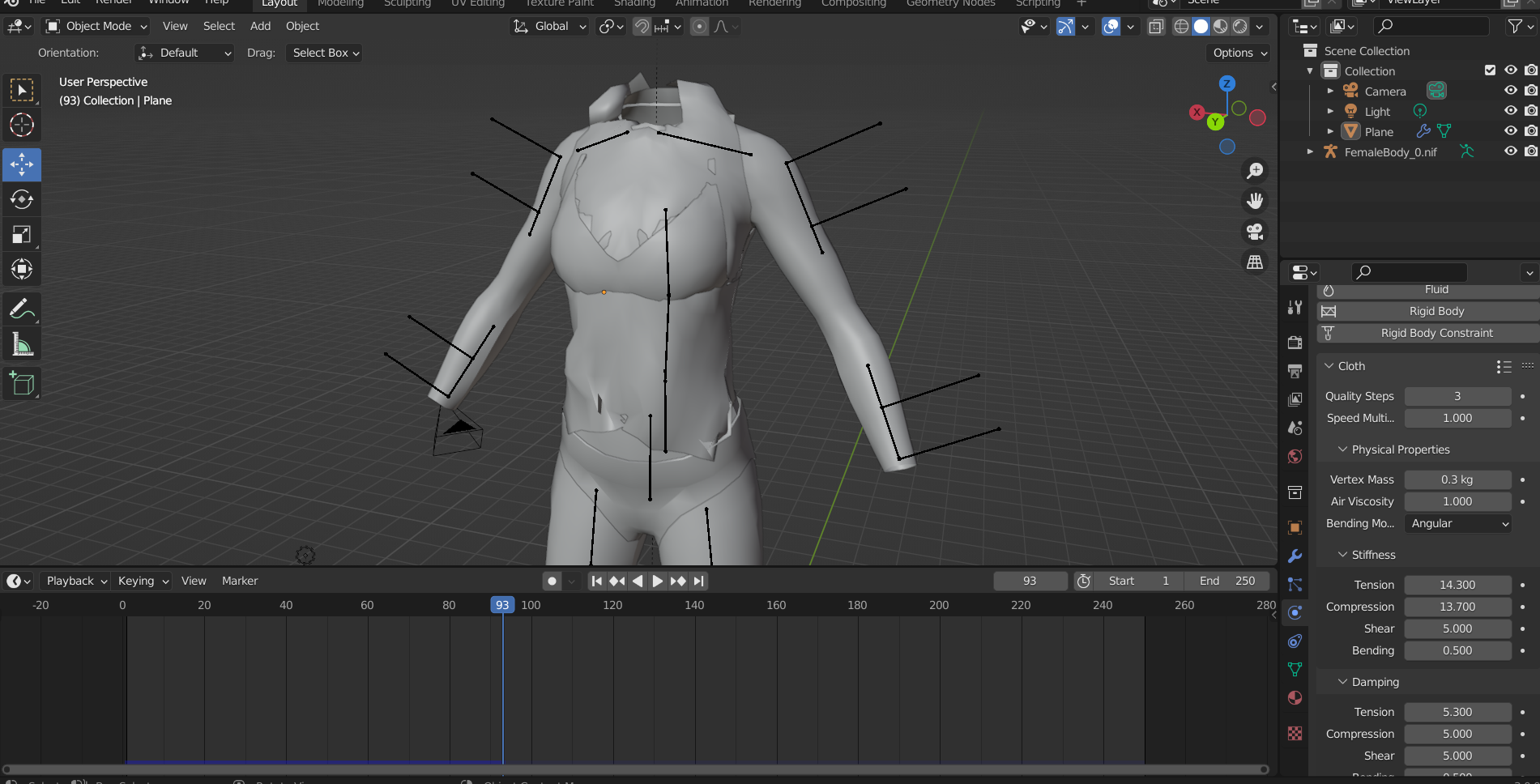 Clothing poking through base model