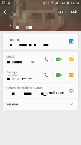 Example of Linkedin info in contact