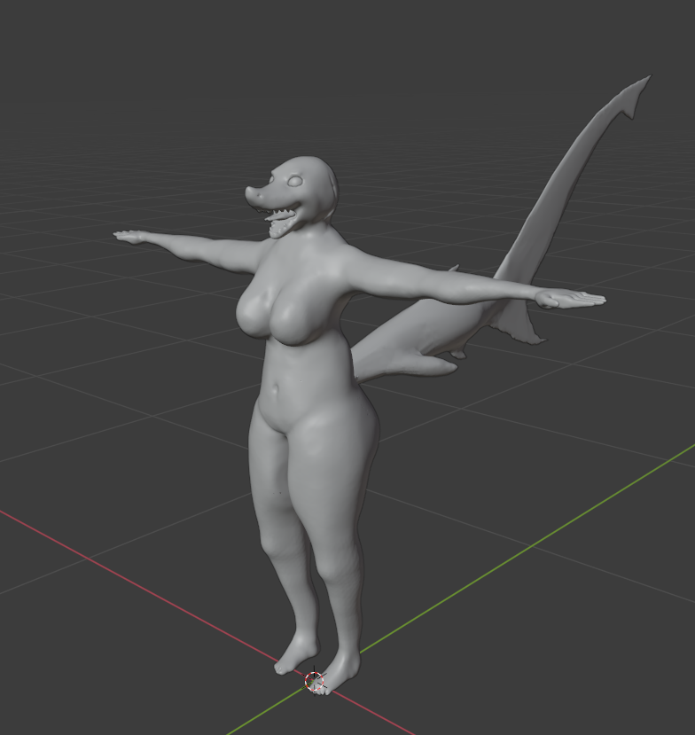 The character sculpt imported into an empty .blend file