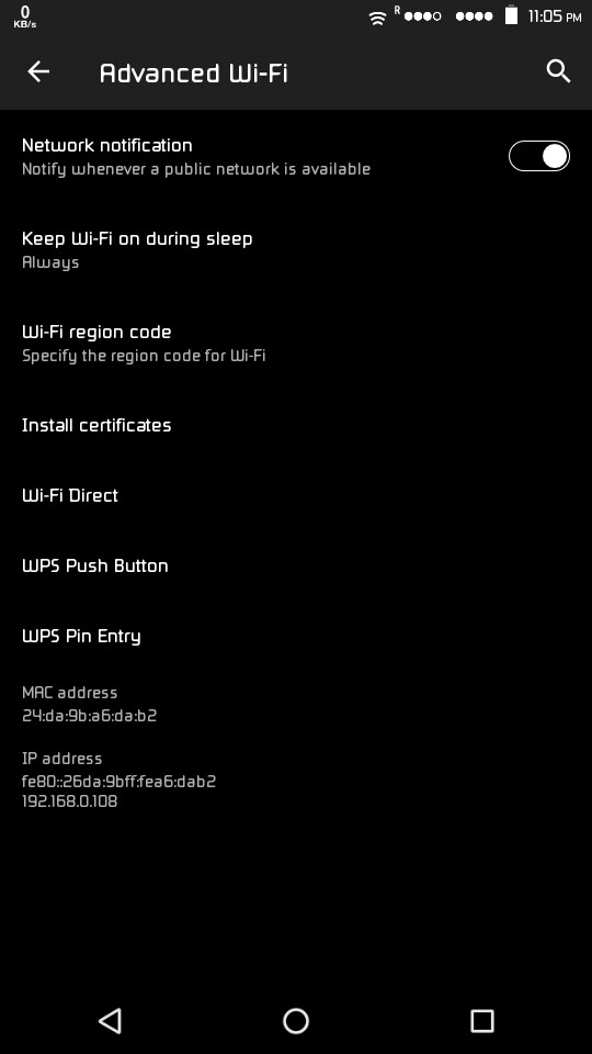 Wi-Fi Advanced Settings