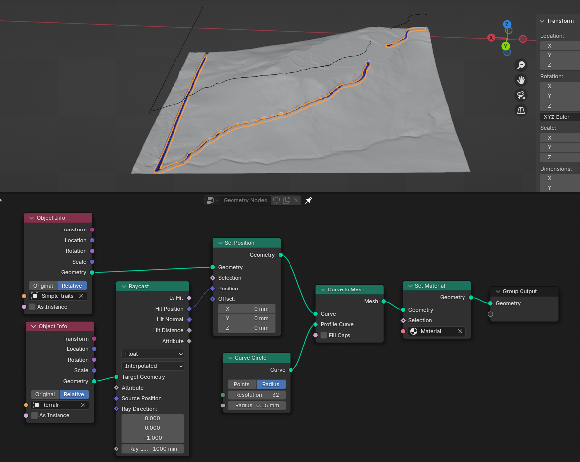 curve onto surface