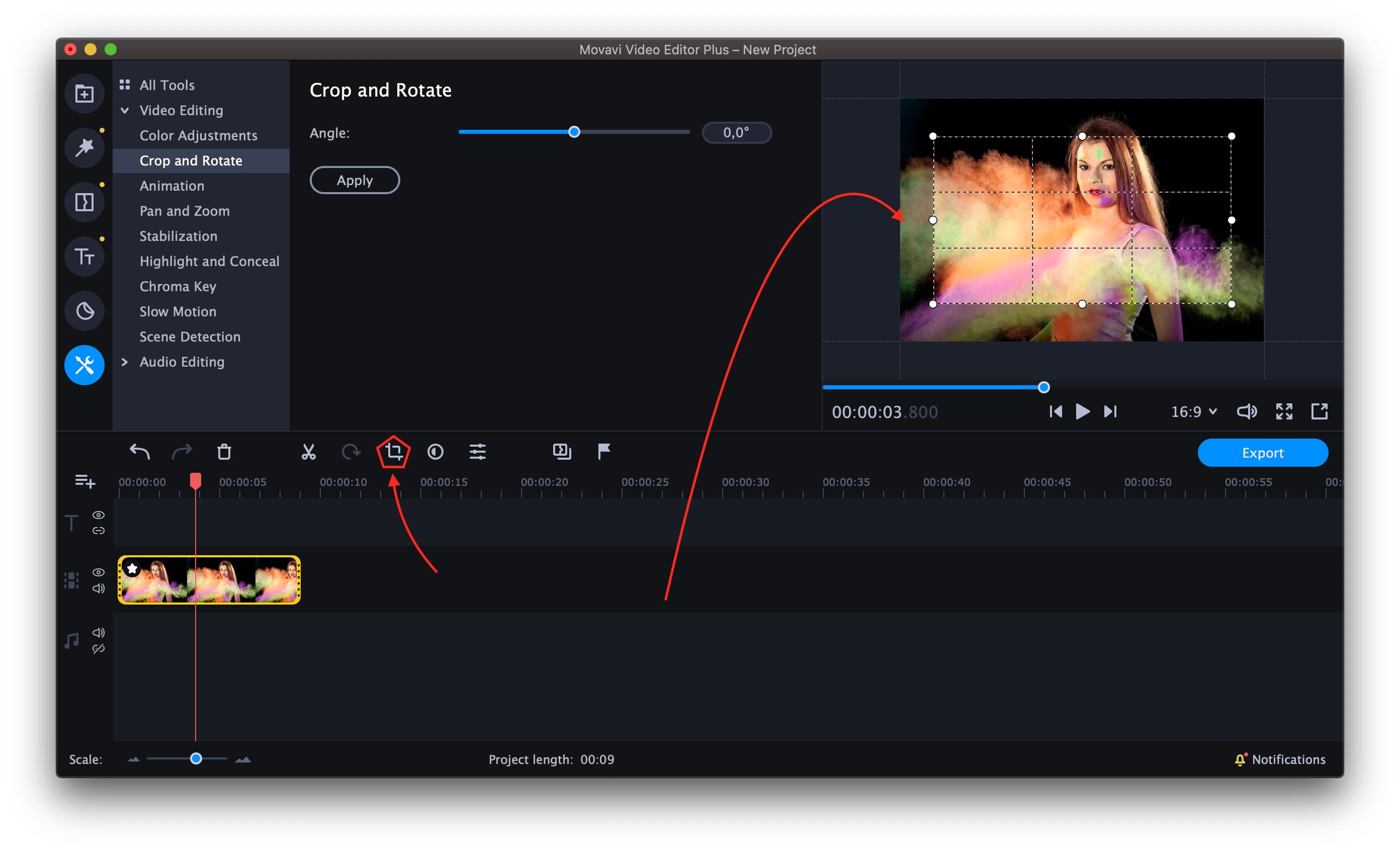 The instruction in Movavi Video Editor Plus 2020