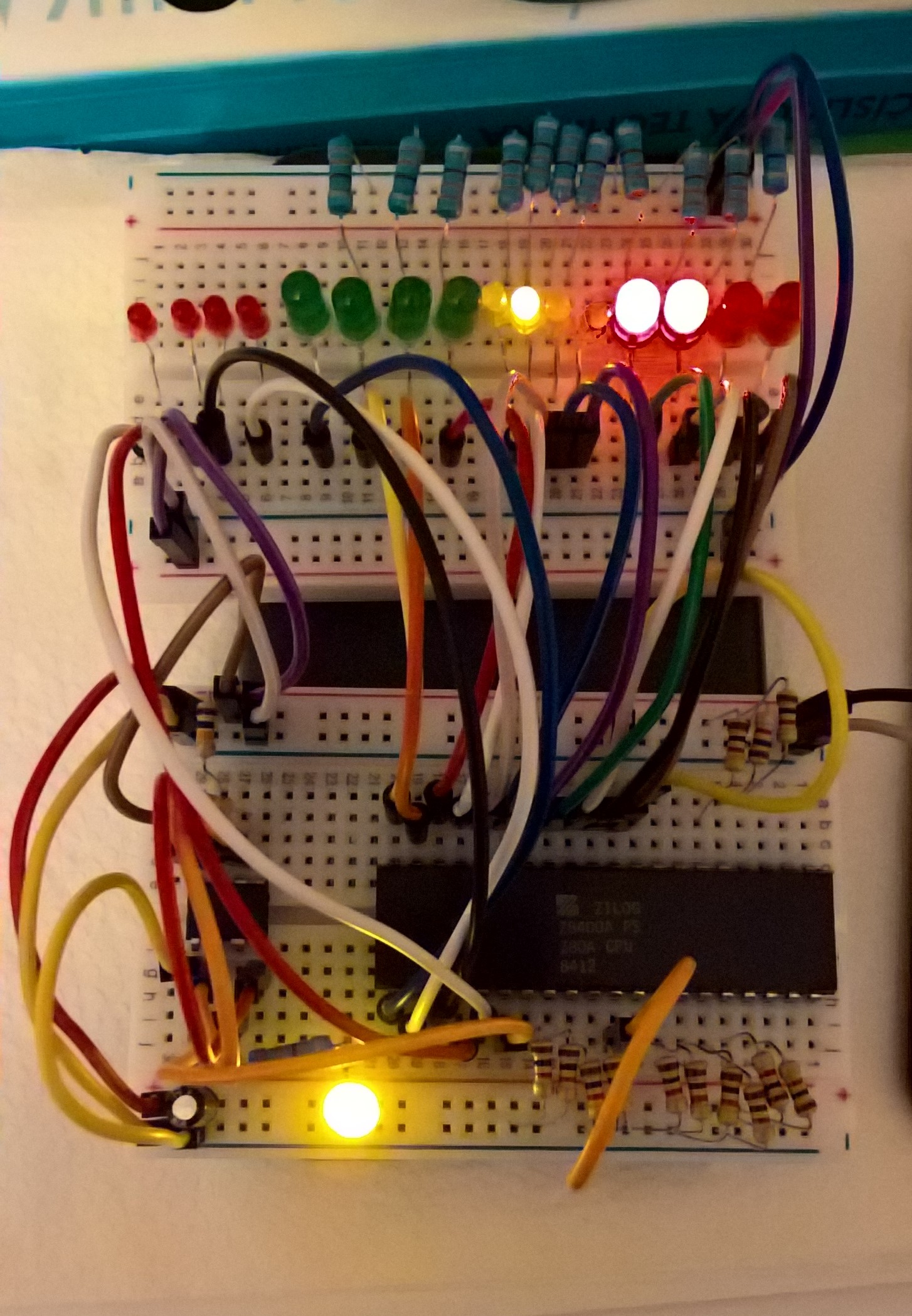 Zilog Z80A on breadboard