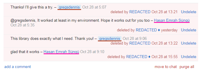 Screenshot of deleted comments. You aren't missing anything, even if you can't see images.