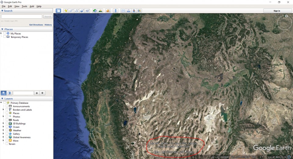 Location of source organization for Google Earth