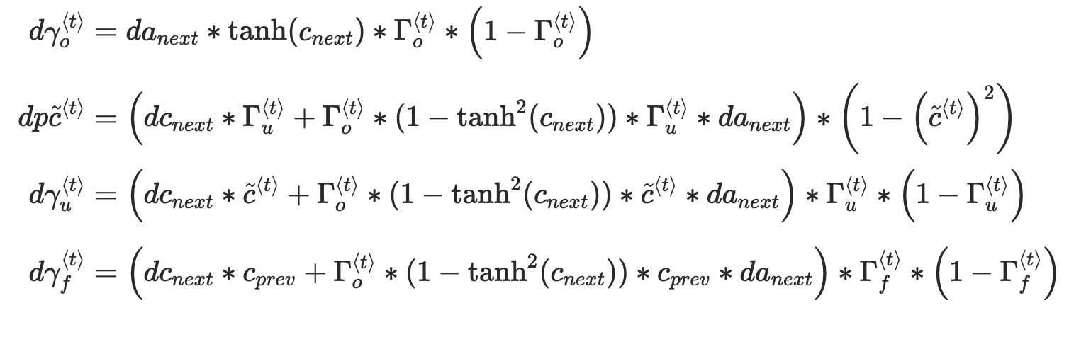 Coursera LSTM Backprop Derivation