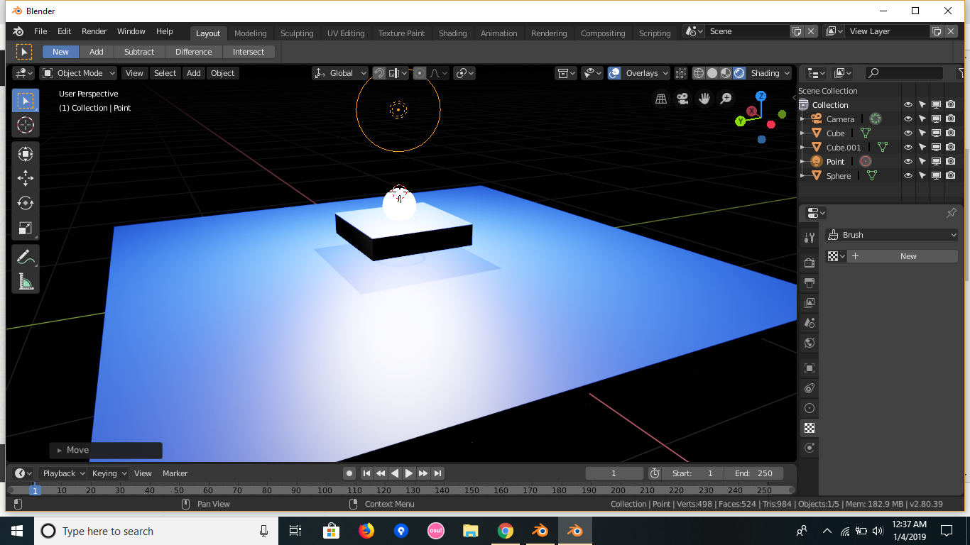 emission and a point light source -blender 2.8 eevee