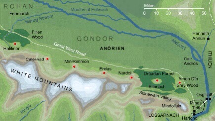 The same map as above with a red dot at the highest point of each of the seven hills