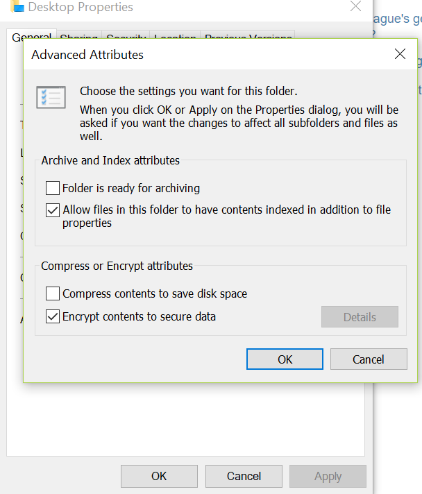 Advanced Folder Properties Dialog