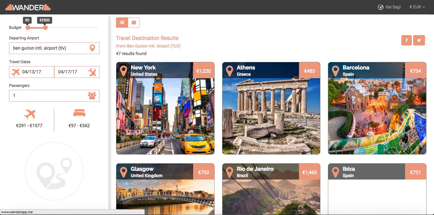 Wanderapp.me interface