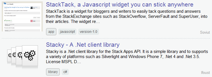 new look of Stack Apps