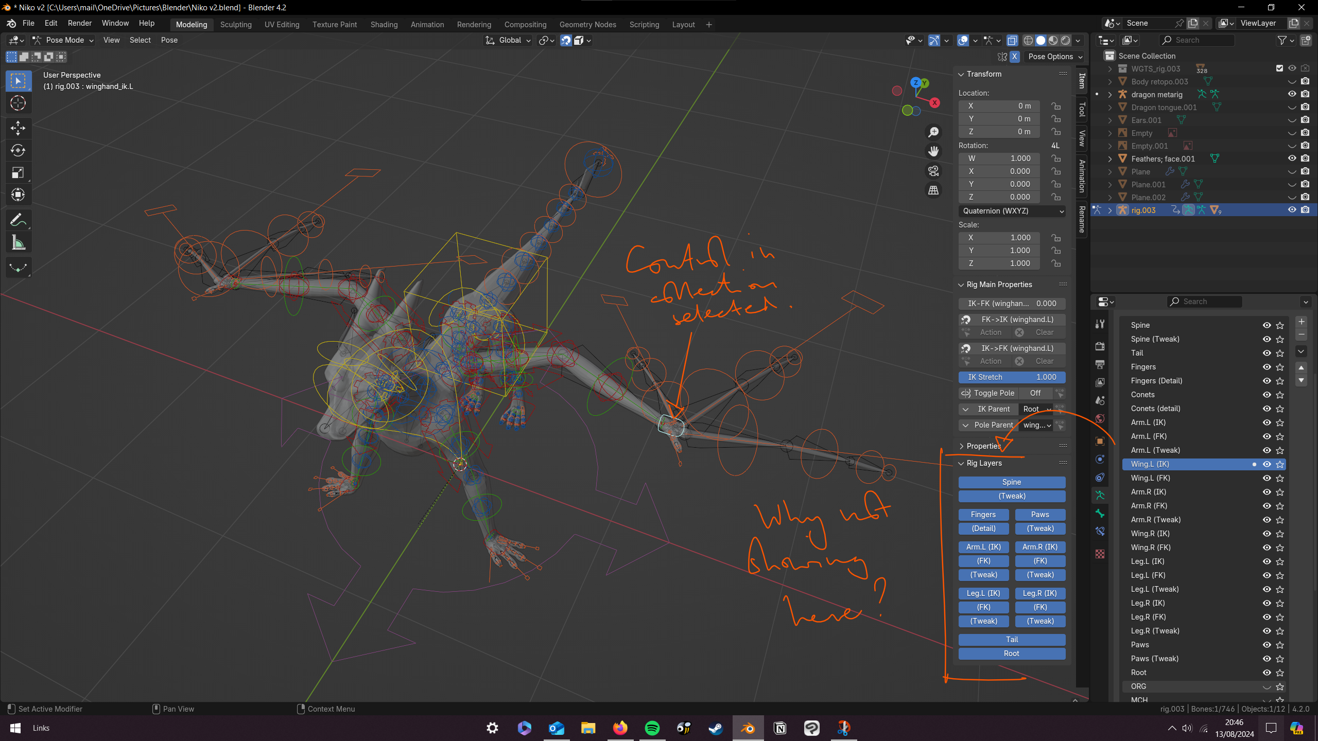 Wing.L (IK) bone collection (+ plus others) not showing in 'rig layers' panel