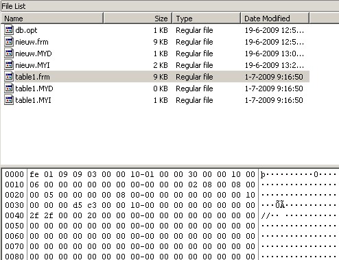 Contents of a MySQL FIle