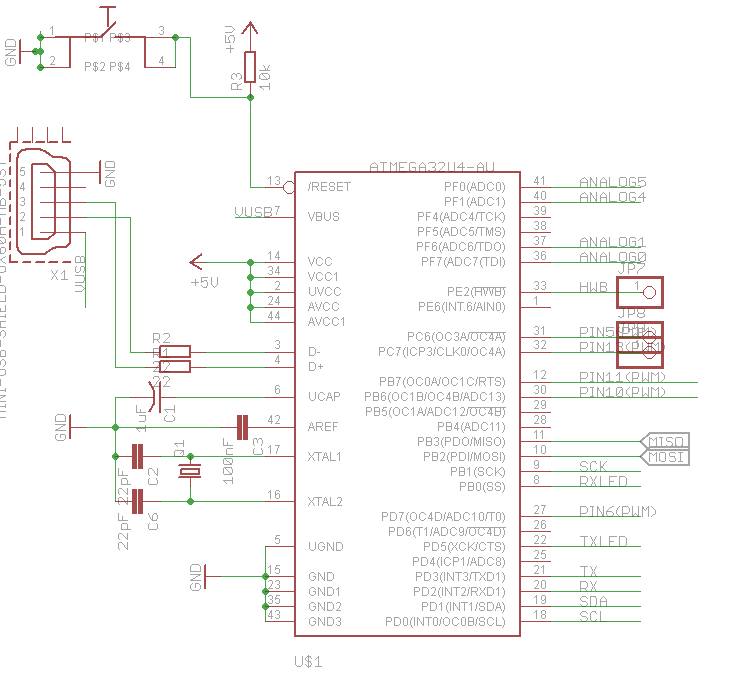 Schematic of the microcontroller