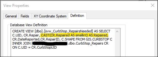 View definition with CAST from bit to smallint