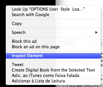 Safari context menu