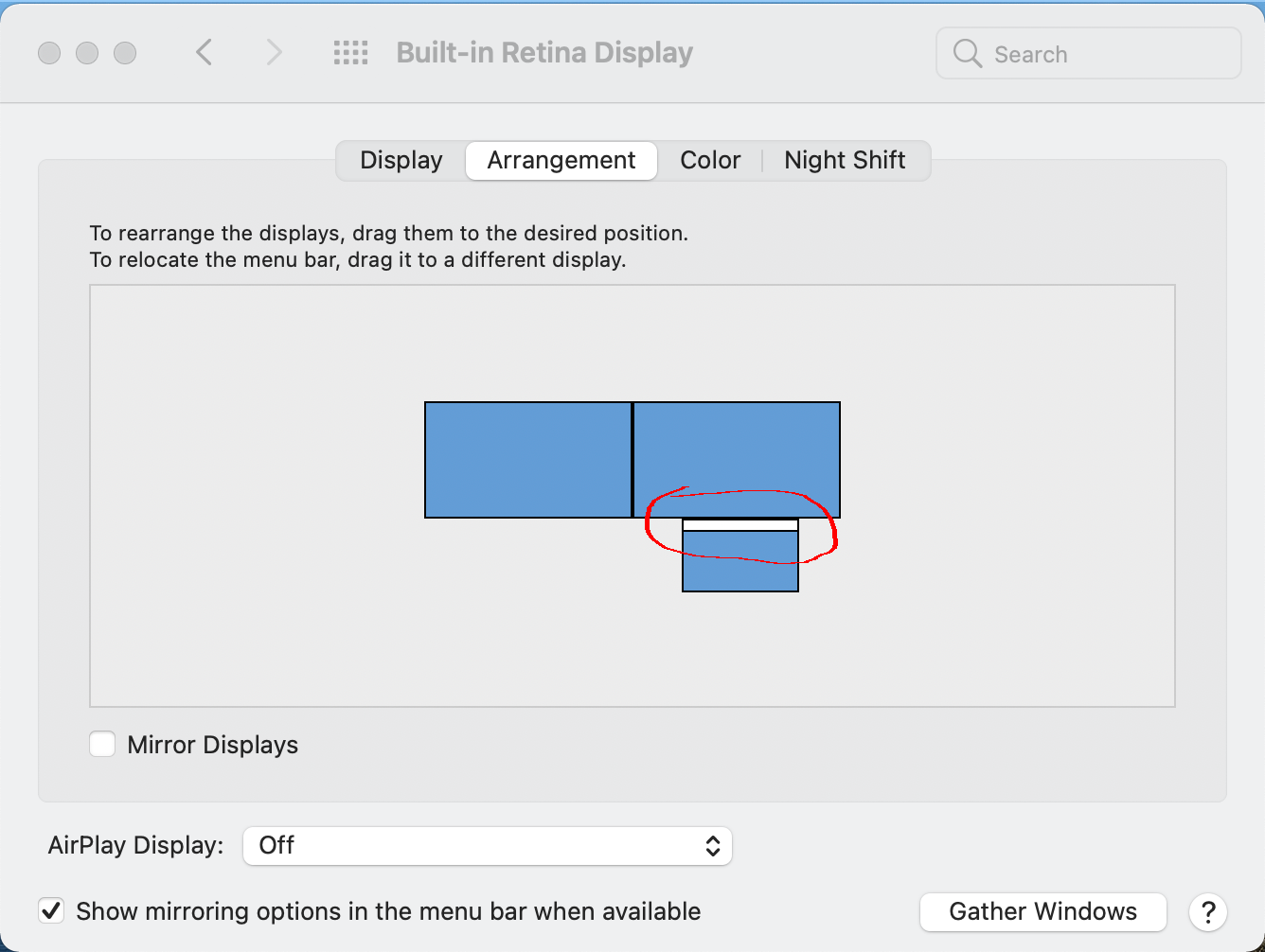 Pointing to the red rectangle