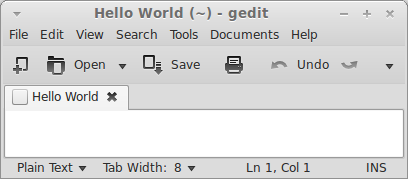 Hello World in gedit