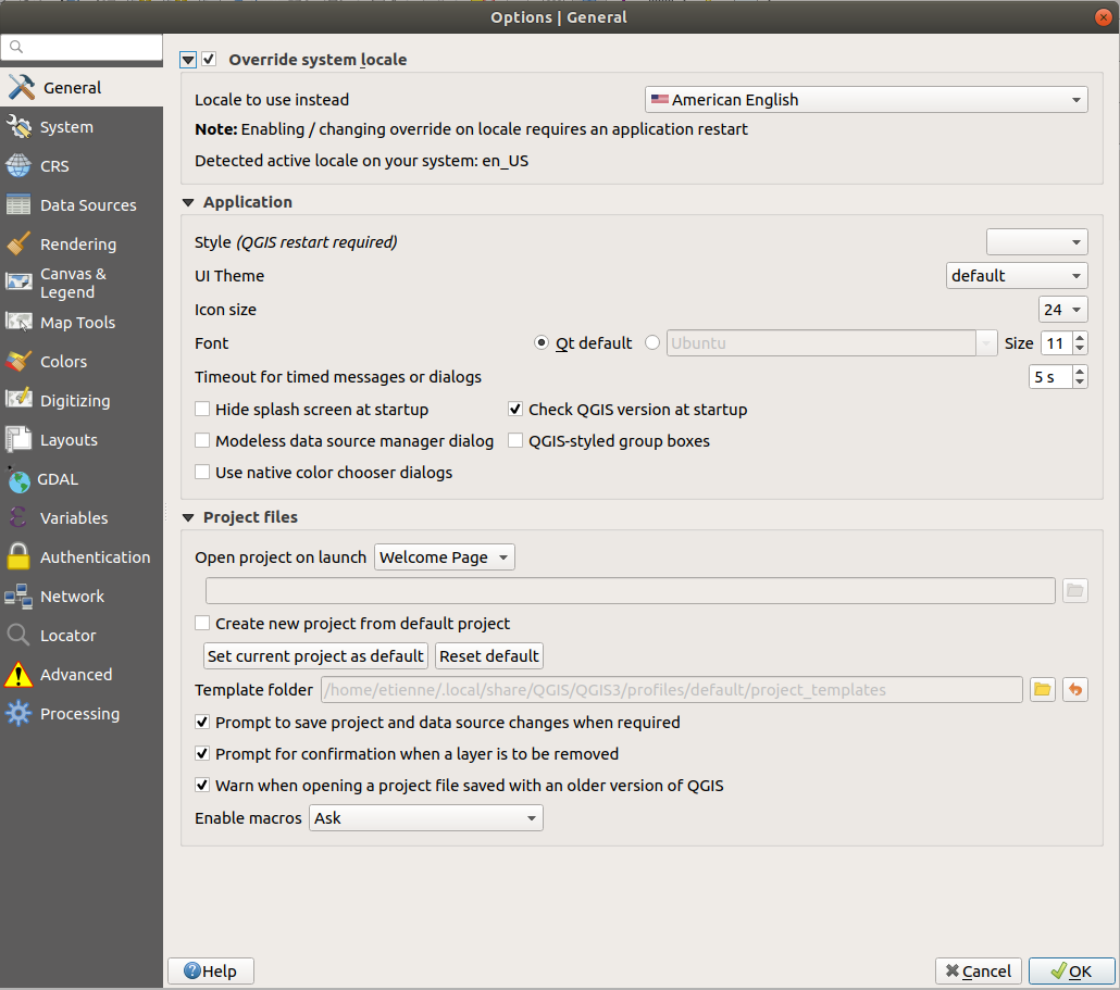 Language in QGIS 3