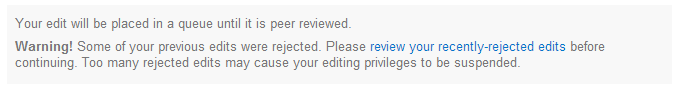 Warning! Some of your previous edits were rejected