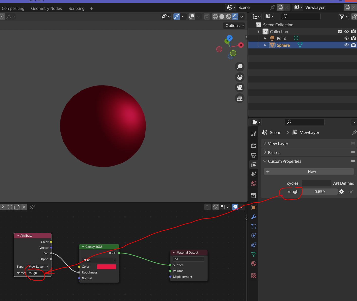 View layer custom properties as attribute