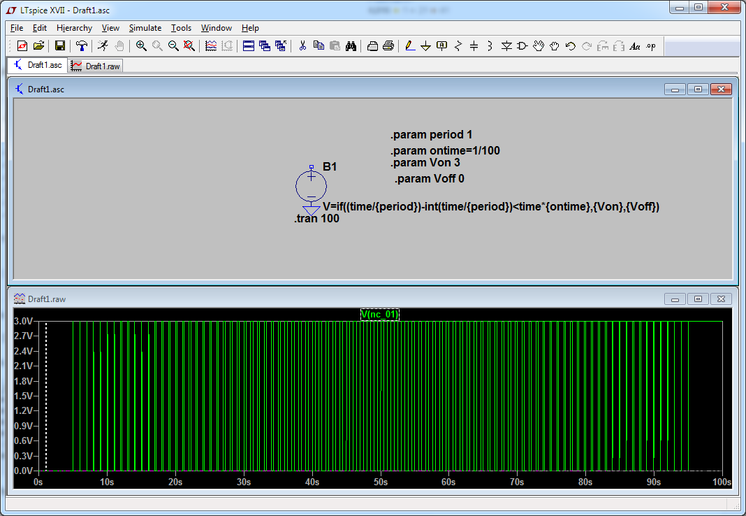 Varying pulse width with time with a simple voltage source