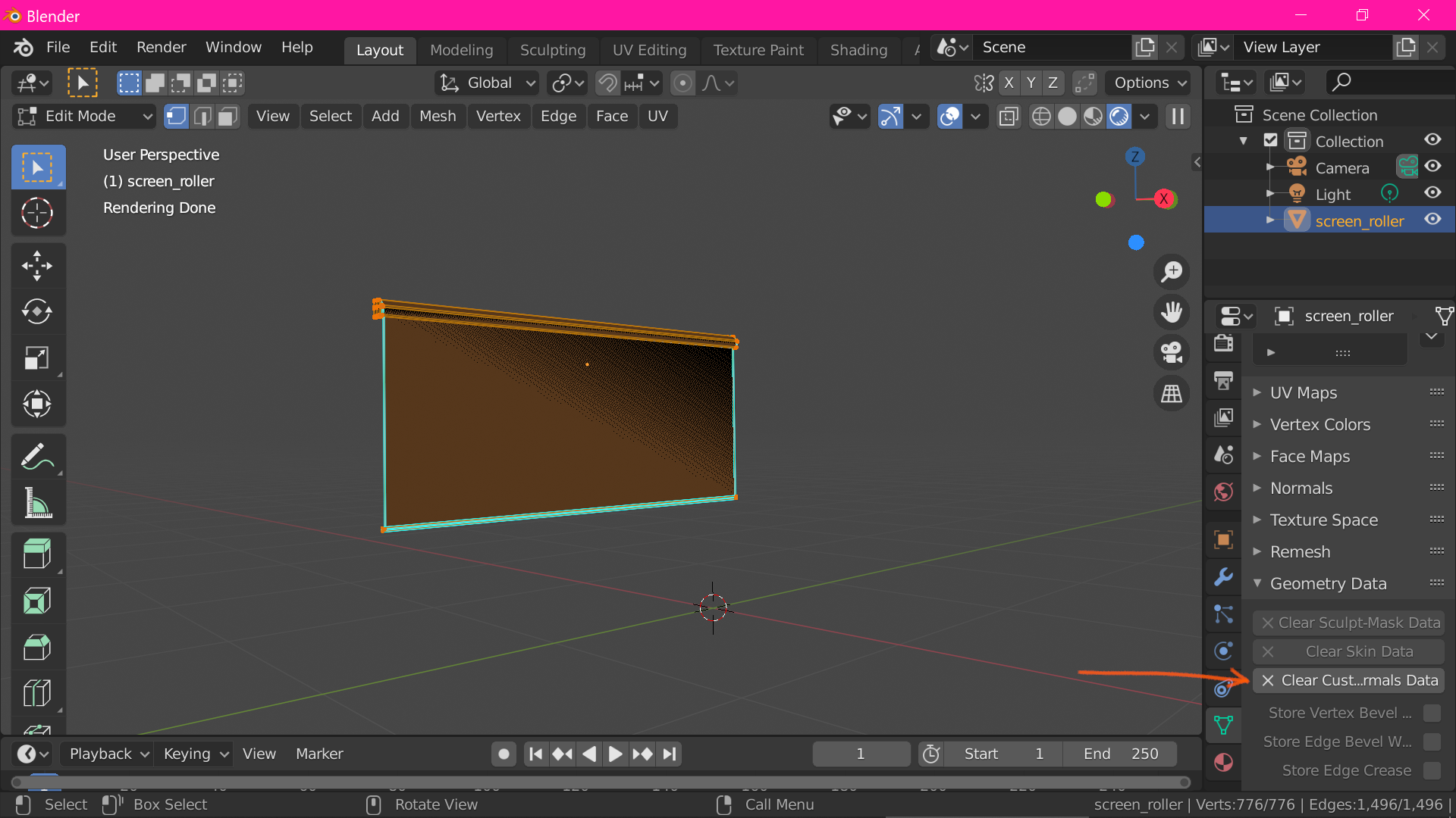 Object Data Properties > Geometry > Clear Custom Split Normals Data