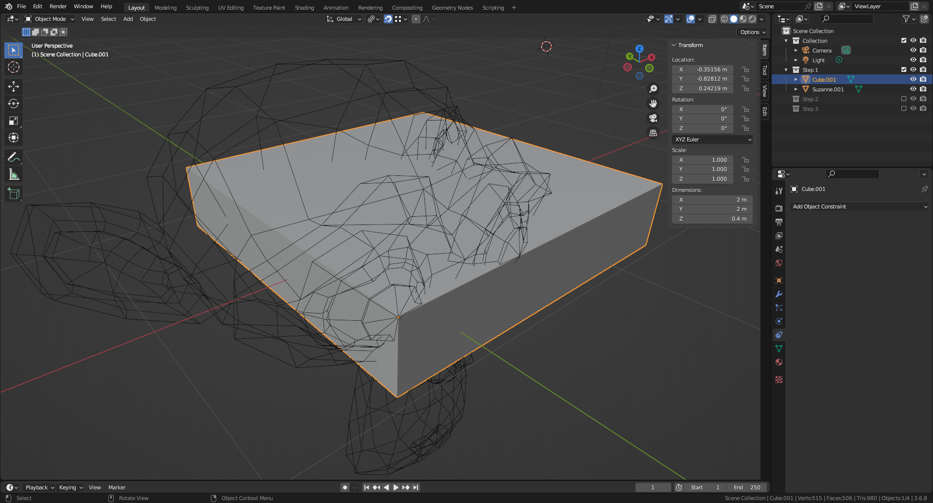 Step1 Position reference cube