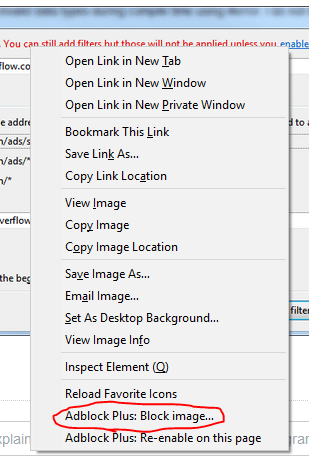 Button near the bottom of right-click menu