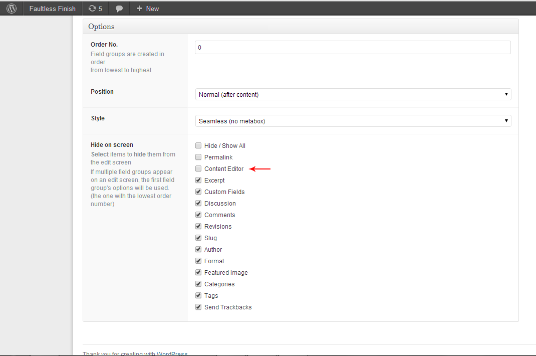 Advanced Custom Fields Options