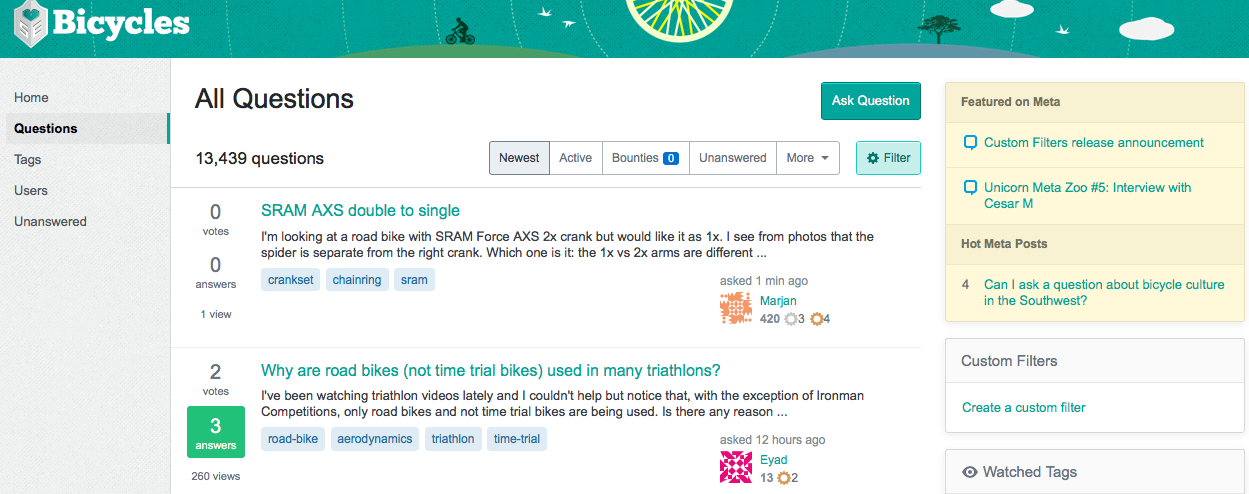 All Questions bicycles.se screen grab