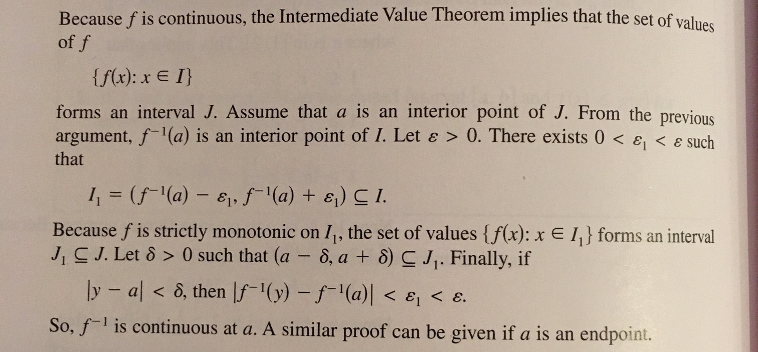 Continuity - Why Does A Function Have To Be Strictly Monotonic On An ...