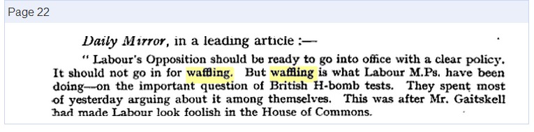 the term *waffling* is used to describe Labour MPs