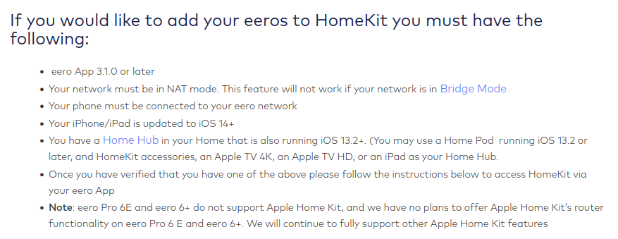 Eero instrction to connect apple homekit