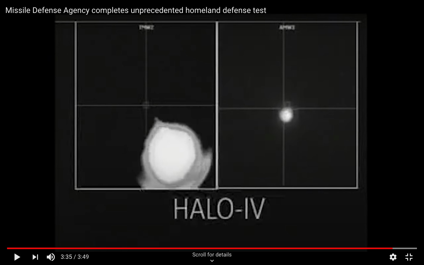 HALO-IV in screenshot of Raytheon's Missile Defense Agency completes unprecedented homeland defense test