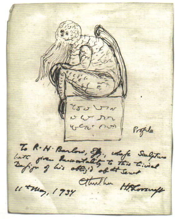 Cthulhu, as sketched by H. P. Lovecraft